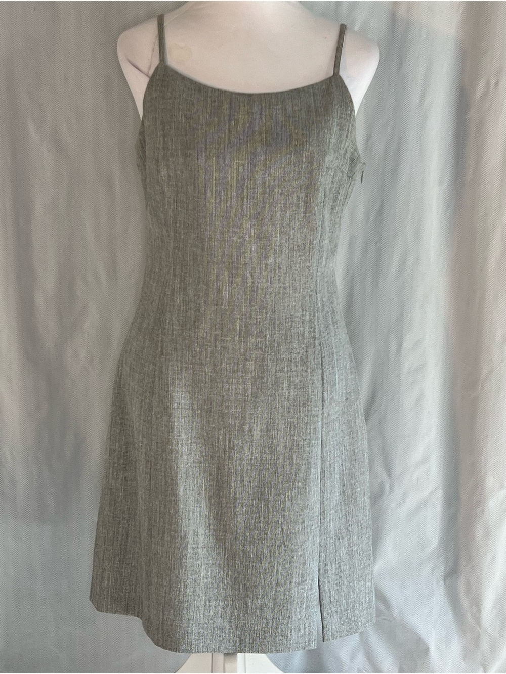 Caroll Paris Dress Gray Spaghetti Straps Sleeveless Fitted Side Zipper 40/8